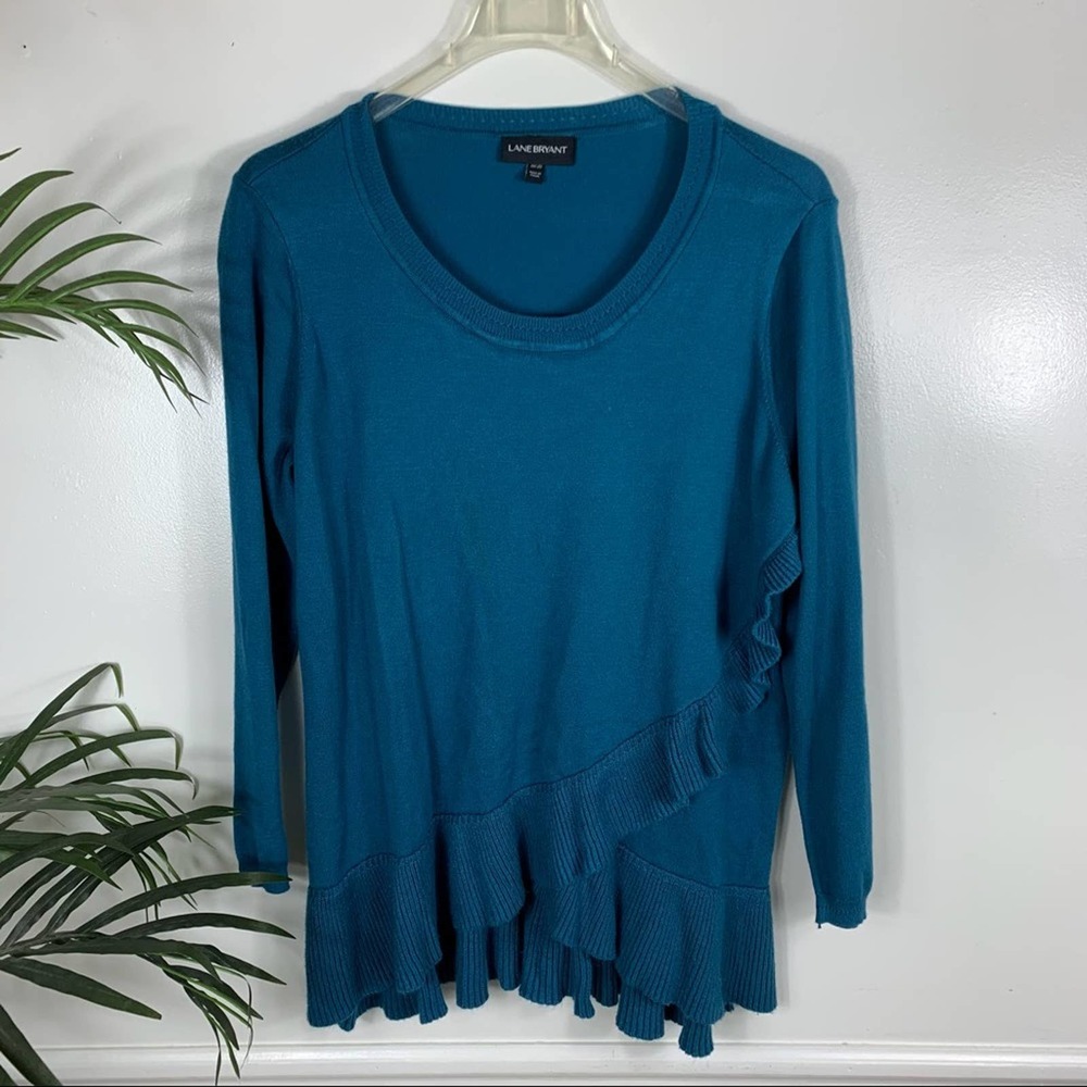 Lane Bryant Blue Tiered Ruffle Knit Top 18/20